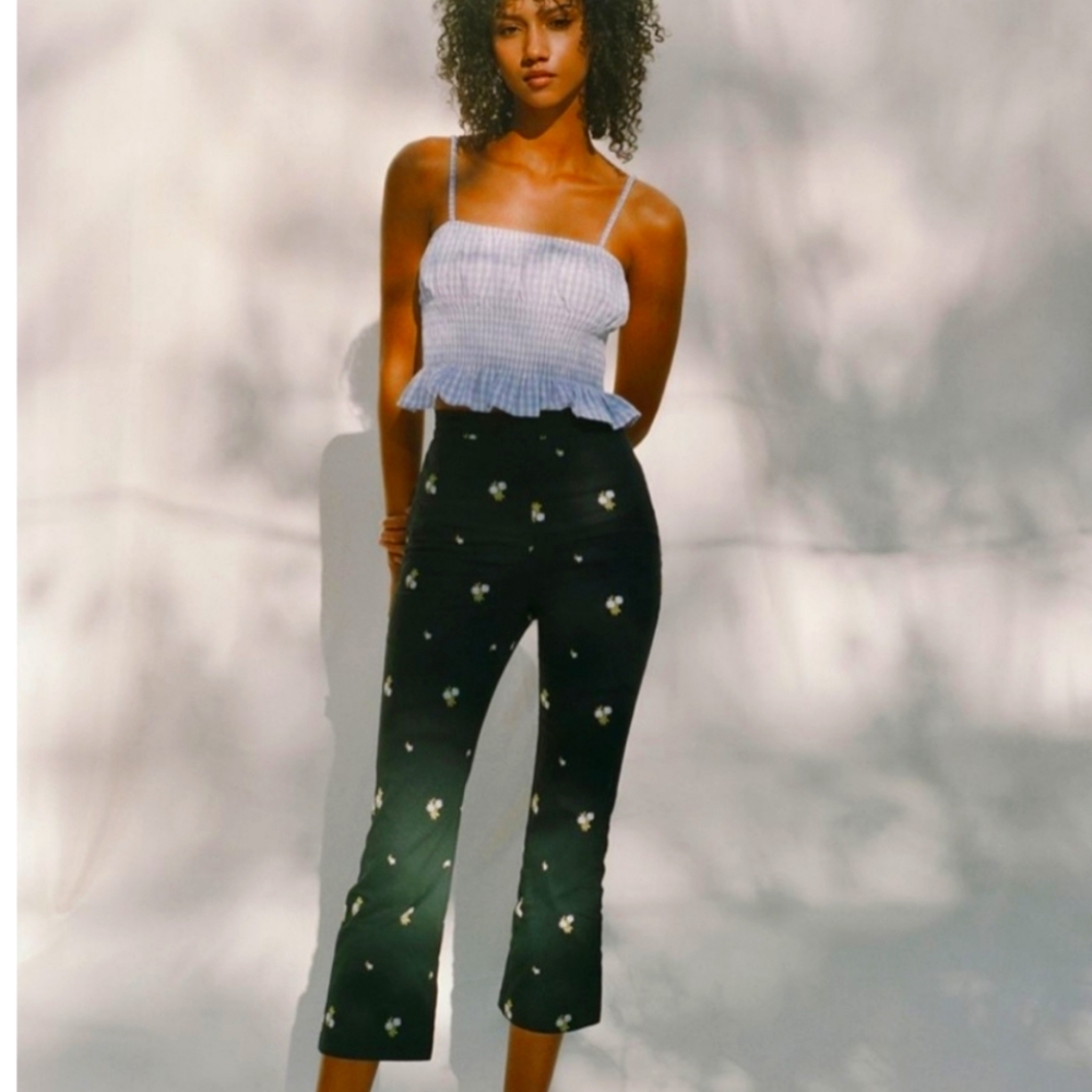 NWT Urban Outfitters Daisy Embroidered Kick Flare Pants